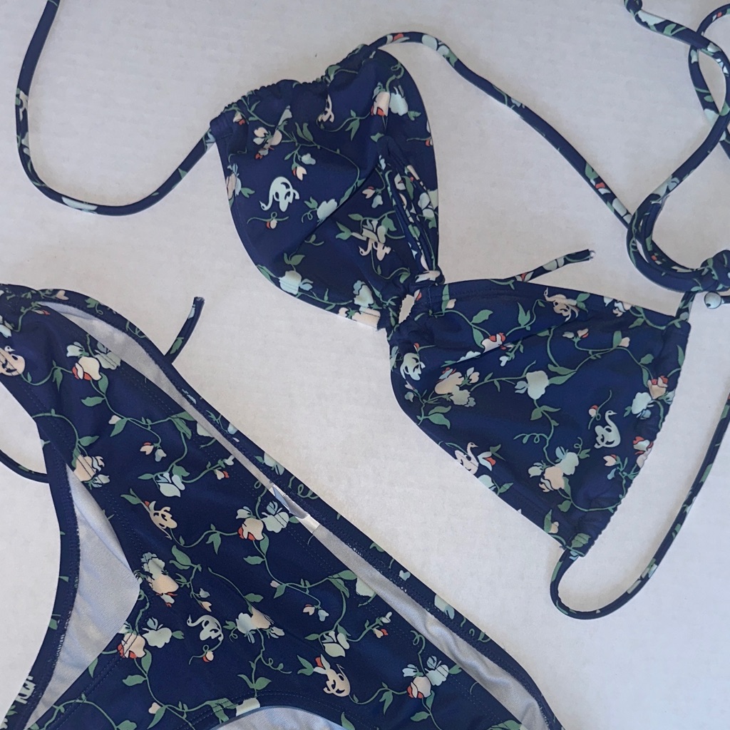Quiksilver Navy Floral Triangle Bikini Set